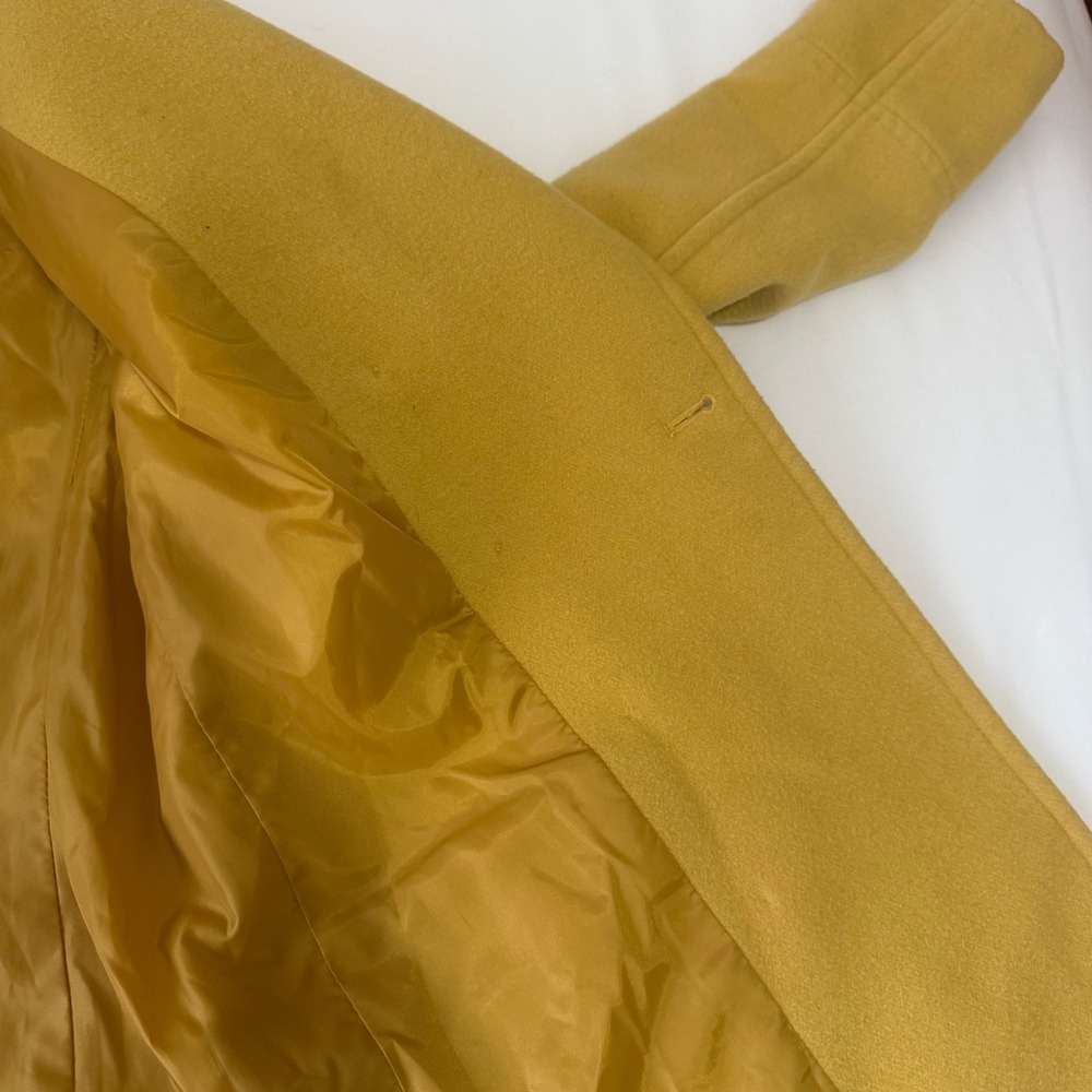 Forever 21‎ Mustard Yellow Double Breasted Wool Blend Peacoat Jacket Womens S - Picture 9 of 13